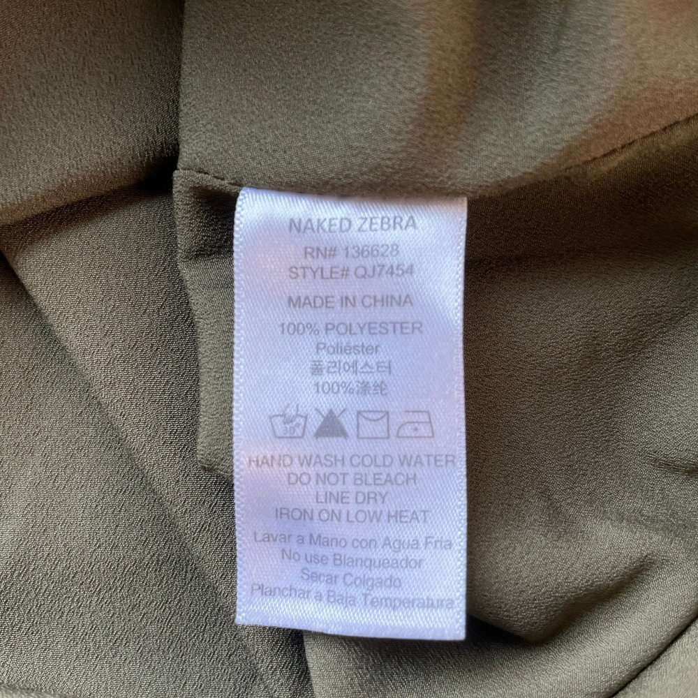 Naked Zebra Olive Green Bomber Jacket Lightweight Cropped Military Style L - Picture 7 of 8